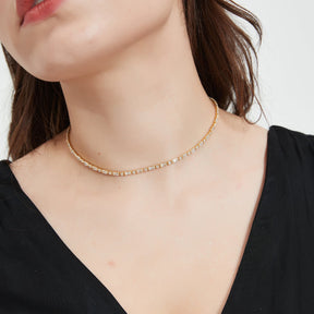 Tennis Necklace Bracelet for Women Choker Necklaces Set Gold Plated Tennis Bracelet for Girls Cubic Zirconia Bridal Wedding Jewelry Set