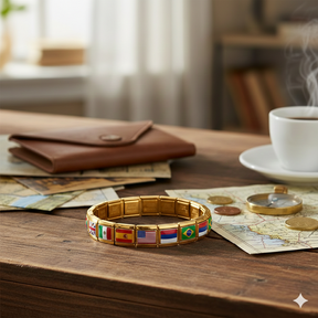 World Flags Gold Italian Charms for Bracelet