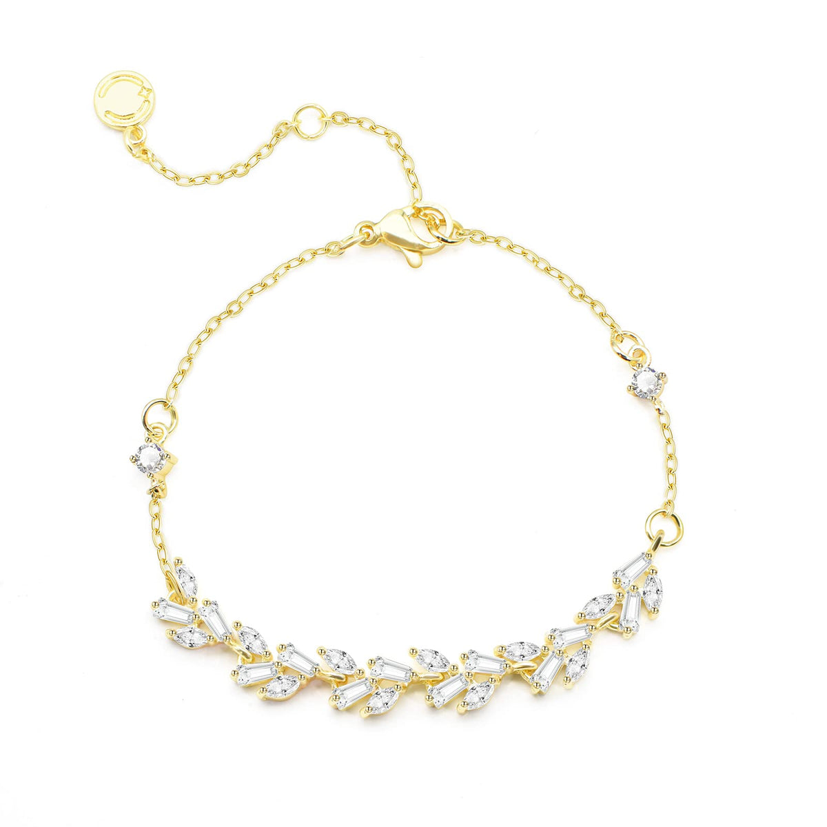 Tennis Bracelet for Women Prom Leaf Wedding Adjustable CZ Bracelet Wedding Jewelry for Women