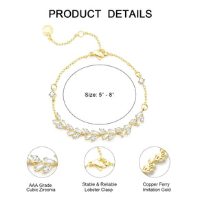 Tennis Bracelet for Women Prom Leaf Wedding Adjustable CZ Bracelet Wedding Jewelry for Women