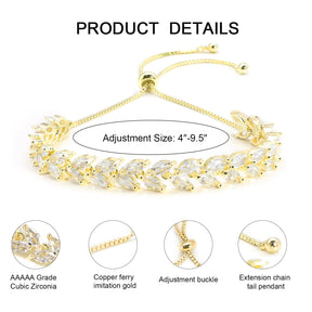 Tennis Bracelet for Women Prom Leaf Wedding Adjustable CZ Bracelet Wedding Jewelry for Women