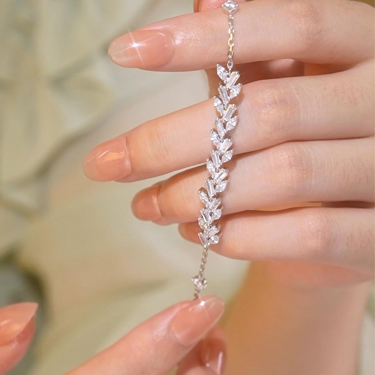 Tennis Bracelet for Women Prom Leaf Wedding Adjustable CZ Bracelet Wedding Jewelry for Women