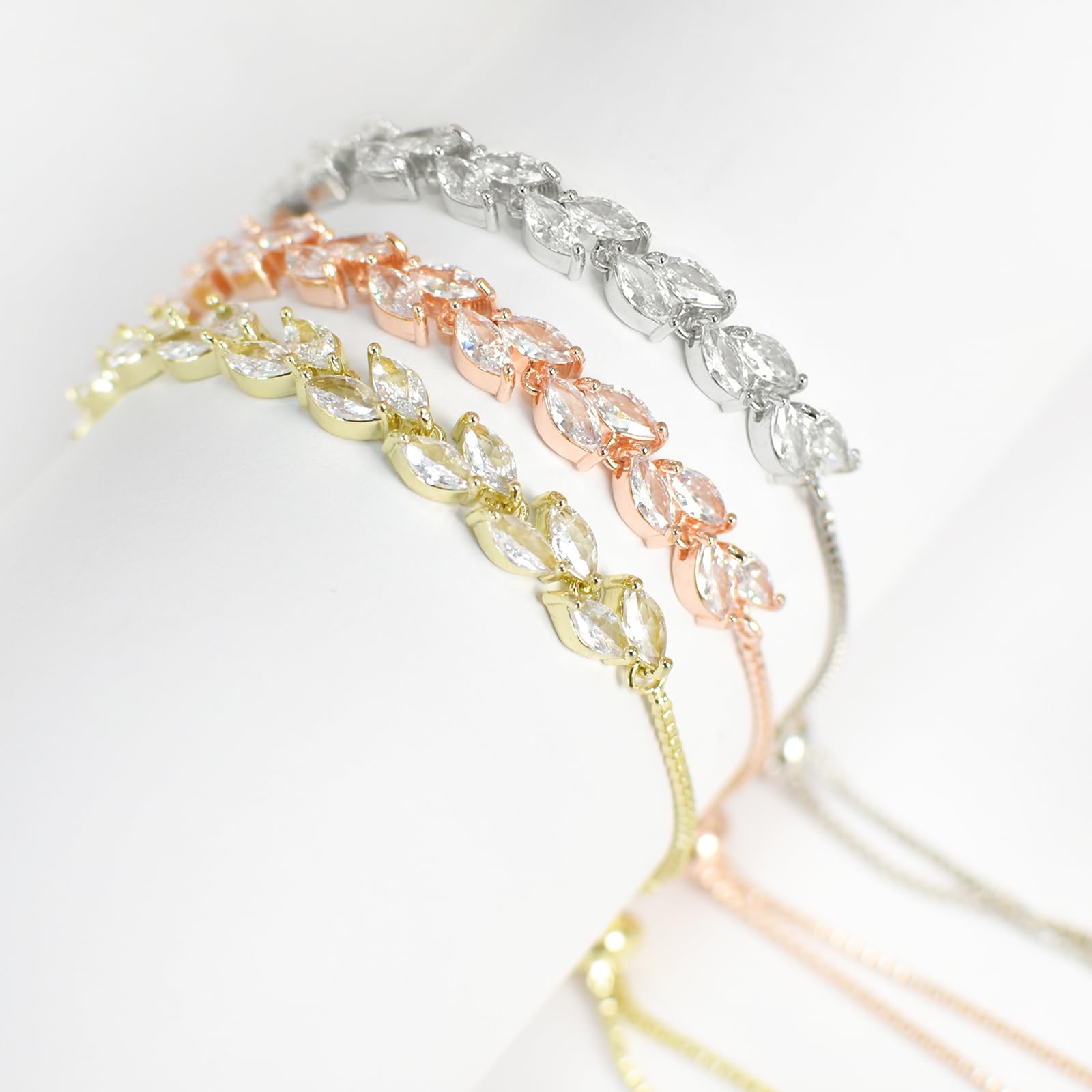 Tennis Bracelet for Women Prom Leaf Wedding Adjustable CZ Bracelet Wedding Jewelry for Women