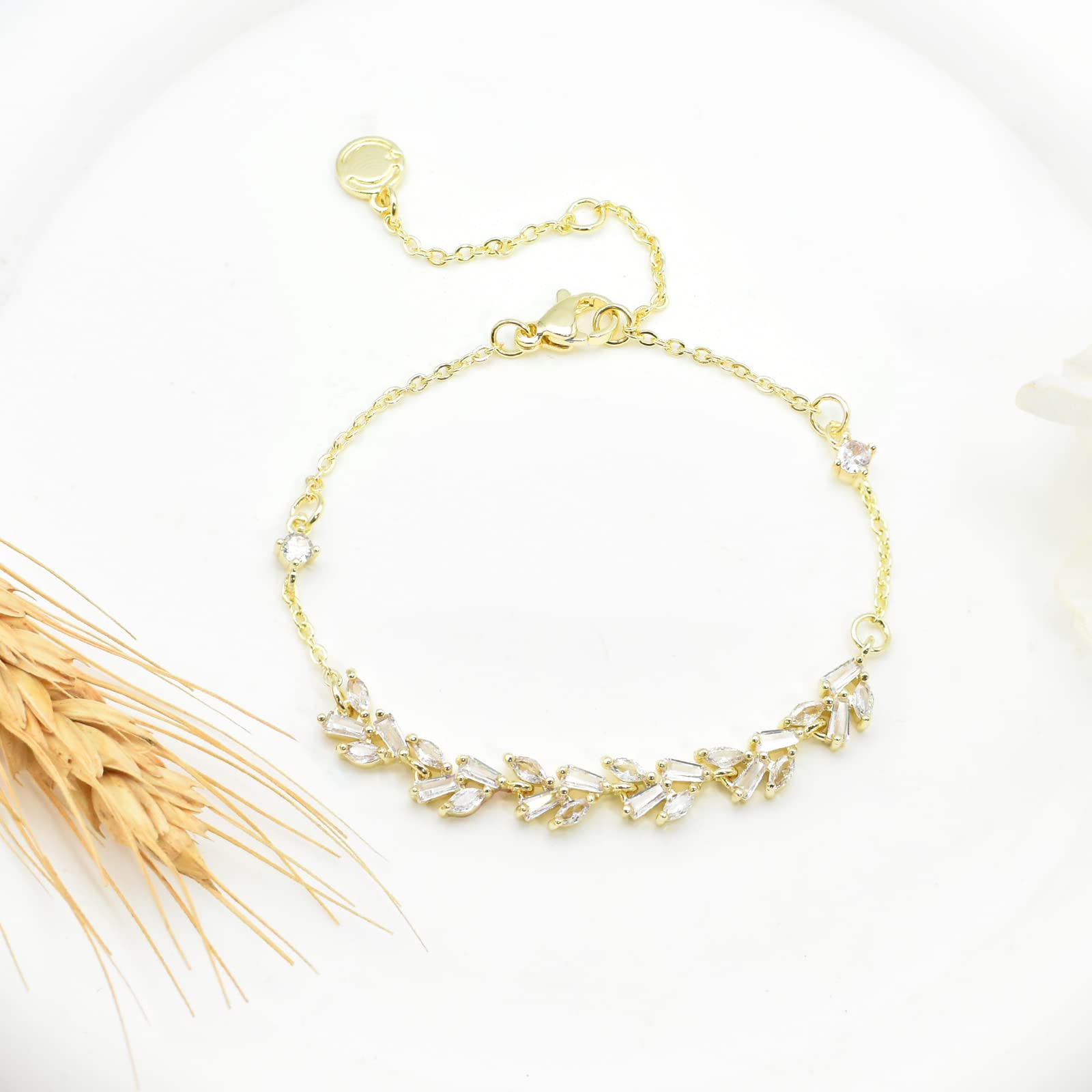 Tennis Bracelet for Women Prom Leaf Wedding Adjustable CZ Bracelet Wedding Jewelry for Women