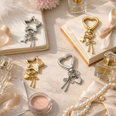 Gold Plated Heart / Star Butterfly Charms Keychains