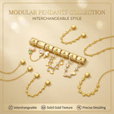 Gold Italian Charm Links Double Dangle Charms