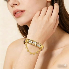 Gold Italian Charm Links Double Dangle Charms