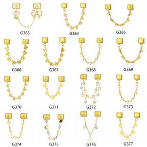 Gold Italian Charm Links Double Dangle Charms