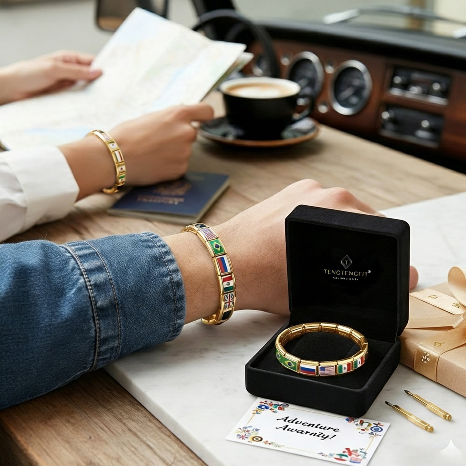 World Flags Gold Italian Charms for Bracelet