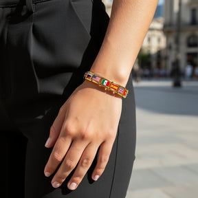 World Flags Gold Italian Charms for Bracelet