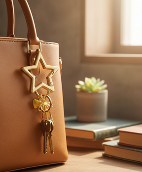 Gold Plated Heart / Star Butterfly Charms Keychains