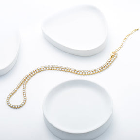 Elegant Single Row Zircon Crystal Round Tennis Necklace Choker Tennis Necklace