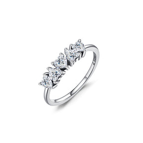 925 Silver Cubic Zirconia Wedding Engagement Rings Eternity Bridal Band Heart Rings