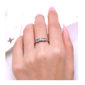 925 Silver Cubic Zirconia Wedding Engagement Rings Eternity Bridal Band Heart Rings