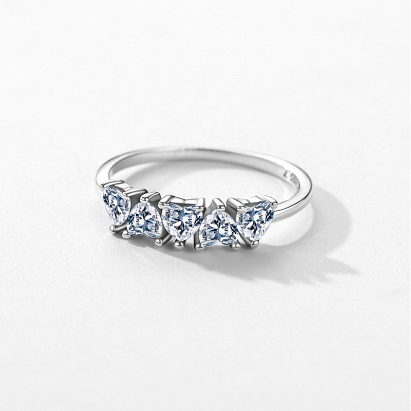925 Silver Cubic Zirconia Wedding Engagement Rings Eternity Bridal Band Heart Rings