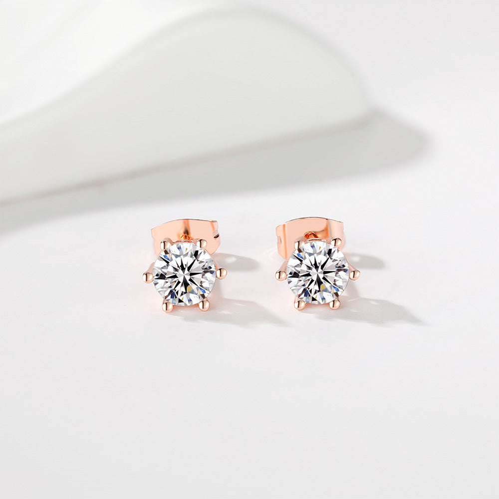 Rose Gold Zircon Crystal Tennis Chain Bracelet Earrings Jewelry Set 2 Pieces