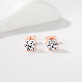 Rose Gold Zircon Crystal Tennis Chain Bracelet Earrings Jewelry Set 2 Pieces