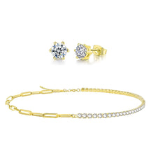 Asymmetrical CZ Choker Chain Necklace Stud Earrings Dainty Jewelry Set for Women