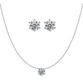 CZ Classic Pendant Necklace, Stud Earrings Jewelry Set For Women Bride Bridesmaids Bridal Wedding Party