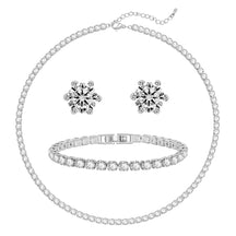 Tennis Necklace Bracelet Earrings Silver / 14K Gold Plated Choker Necklaces Cubic Zirconia Bridal Wedding Jewelry for Women