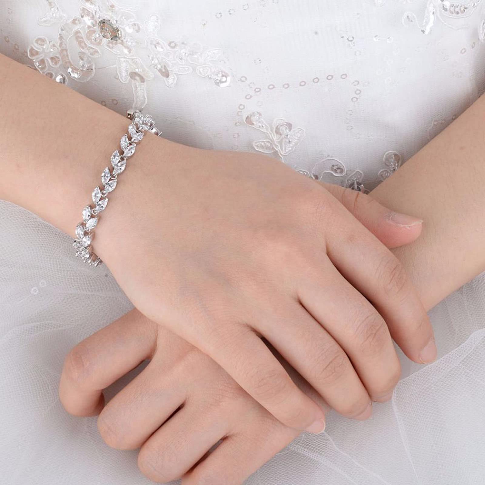 Tennis Bracelet for Women Prom Leaf Wedding Adjustable CZ Bracelet Wedding Jewelry for Women