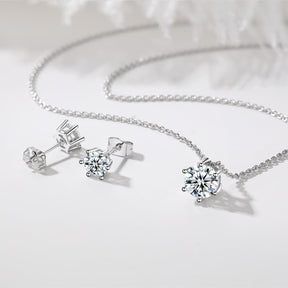 CZ Classic Pendant Necklace, Stud Earrings Jewelry Set For Women Bride Bridesmaids Bridal Wedding Party