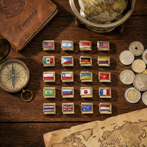 World Flags Gold Italian Charms for Bracelet