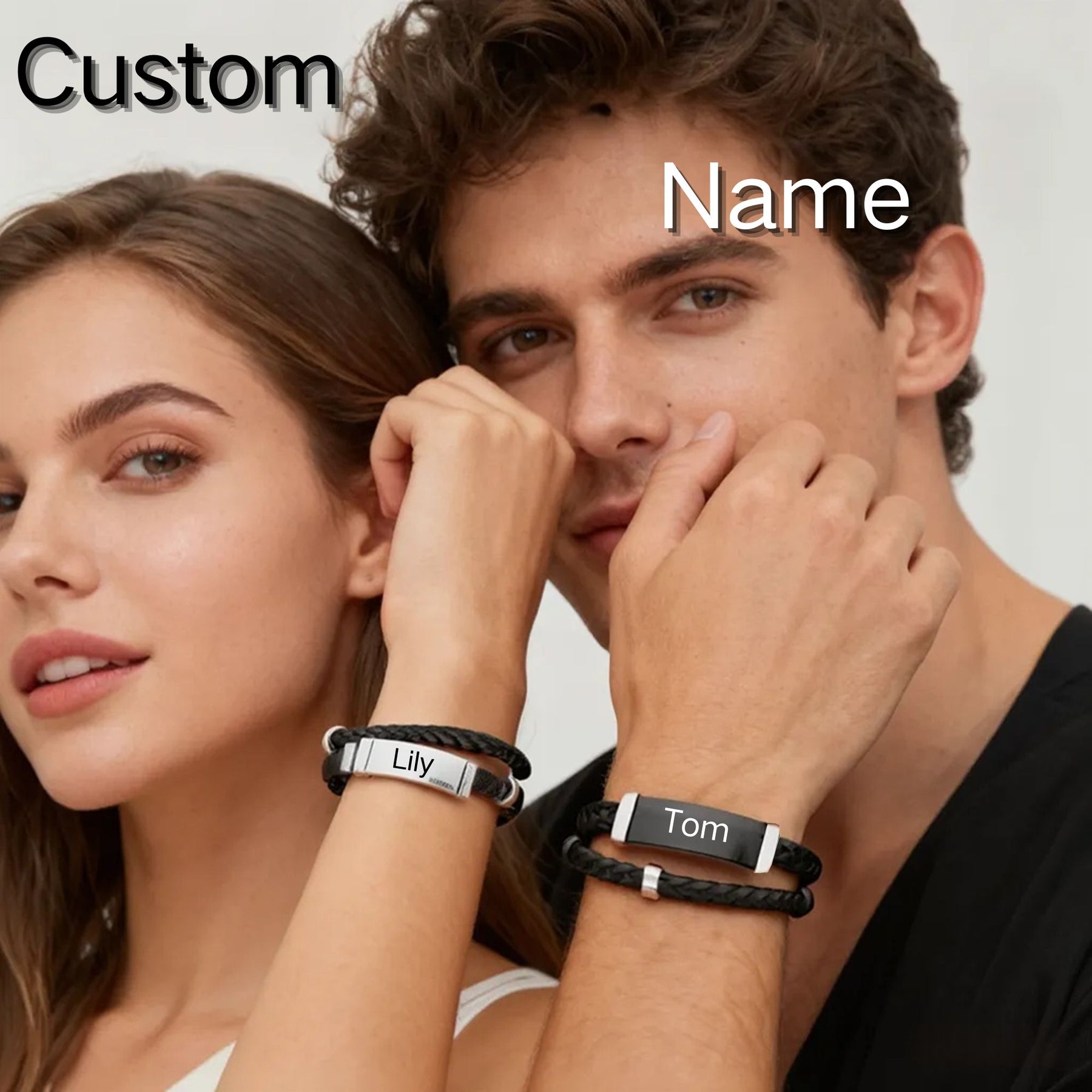Personalized Leather Men's Bracelet Custom Engraved Gift for Husband, Boyfriend, Dad