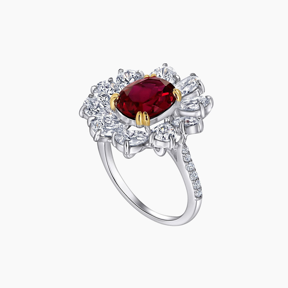 925 Silver Vintage Ruby Teardrop Wraparound Minimalist Ring