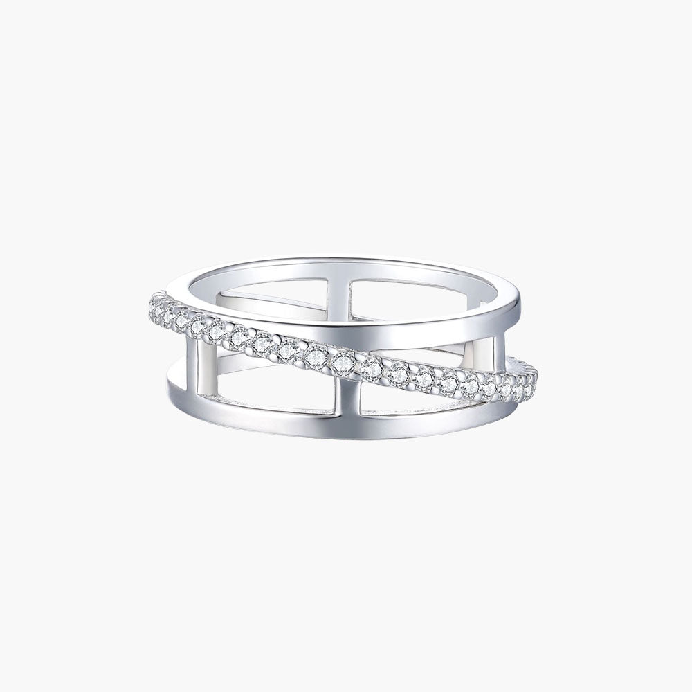 S925 Silver Ring Pendant Necklace Three-Ring Ring Earrings Jewelry Set Three-Piece Set