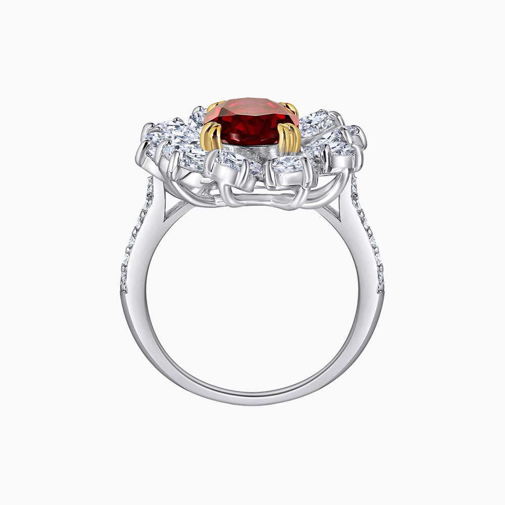 925 Silver Vintage Ruby Teardrop Wraparound Minimalist Ring