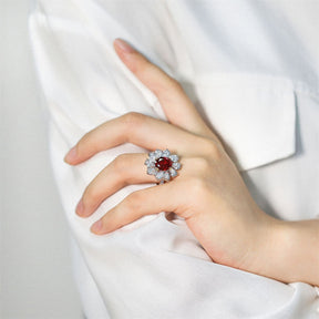 925 Silver Vintage Ruby Teardrop Wraparound Minimalist Ring
