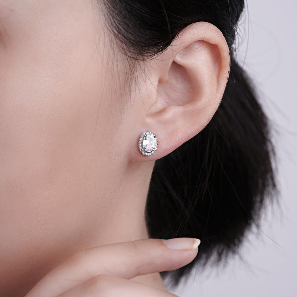 S925 Sterling Silver Full Diamond Ring Necklace Earrings High-End Jewelry Set Three-Piece Set
