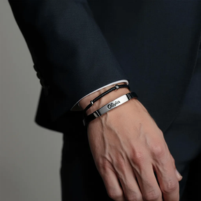 Personalized Leather Men's Bracelet Custom Engraved Gift for Husband, Boyfriend, Dad