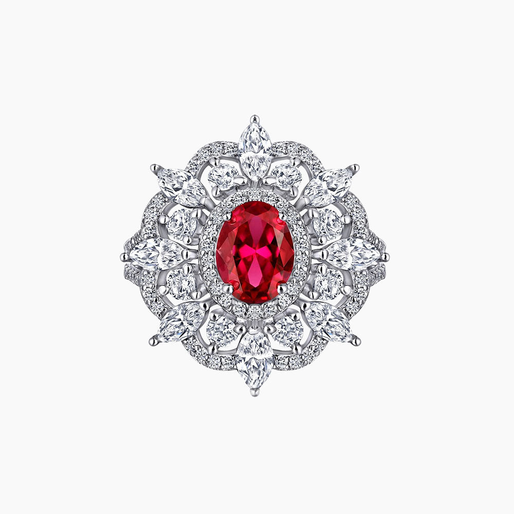 S925 Silver Ruby Cat's Eye Luxurious and Fashionable Simple Ring