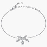 S925 Sterling Silver Water Drop Bow Bracelet
