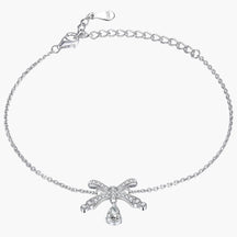 S925 Sterling Silver Water Drop Bow Bracelet
