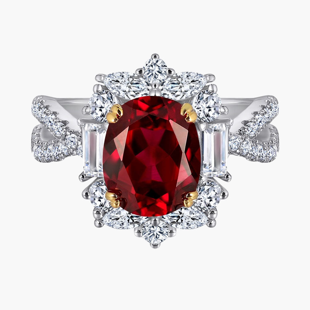 S925 Pure Silver Luxurious Vintage Ruby Ring