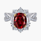 S925 Pure Silver Luxurious Vintage Ruby Ring