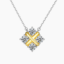 S925 Pure Silver X-shaped Square Pendant Clavicle Letter Necklace