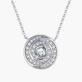 S925 Sterling Silver Time Diamond Disk Round Pendant Clavicle Chain Necklace