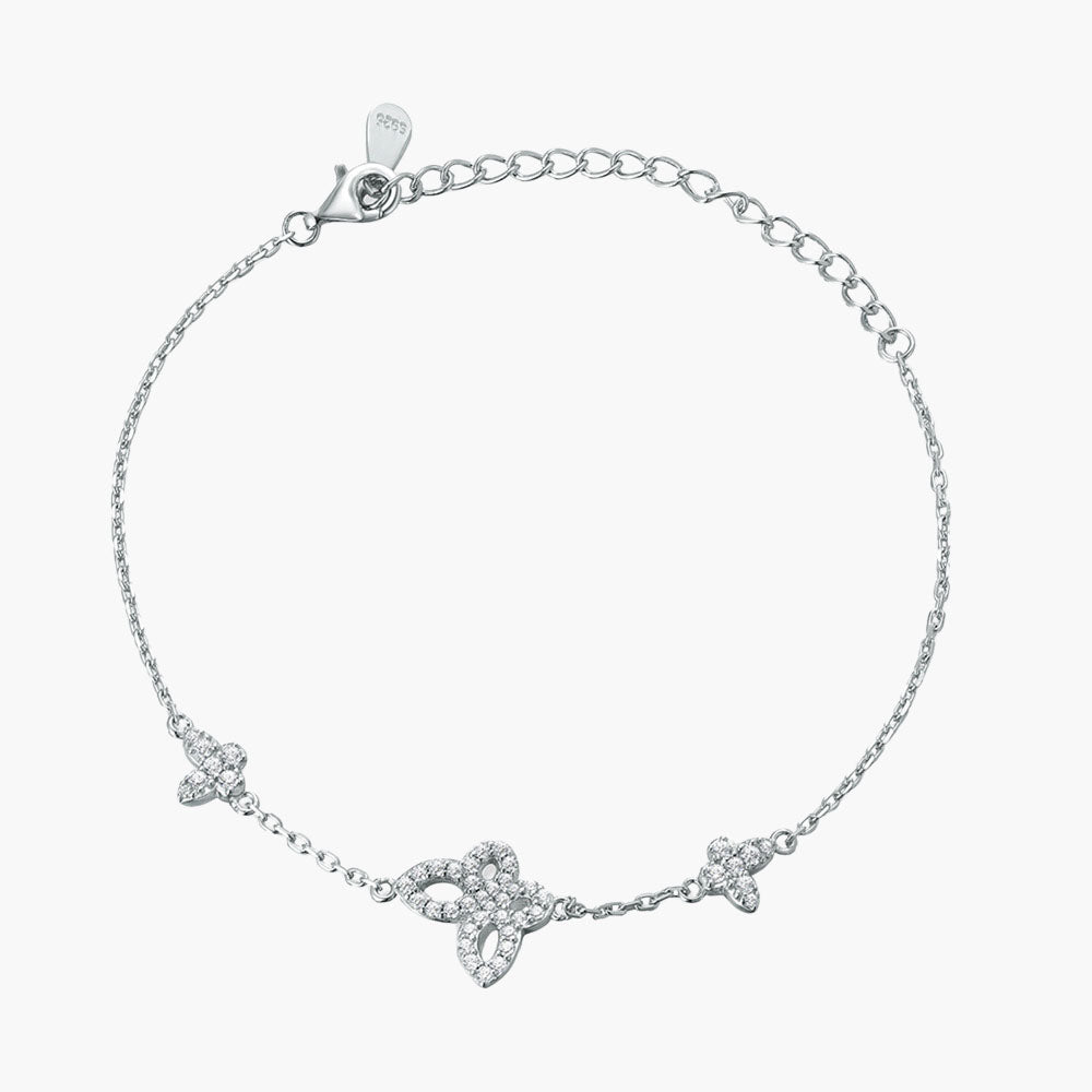 S925 Sterling Silver Butterfly Charm Chain Bracelet