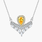 S925 Sterling Silver Gemstone Pendant V-Shaped Crown Clavicle Chain Necklace