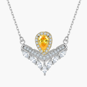 S925 Sterling Silver Gemstone Pendant V-Shaped Crown Clavicle Chain Necklace