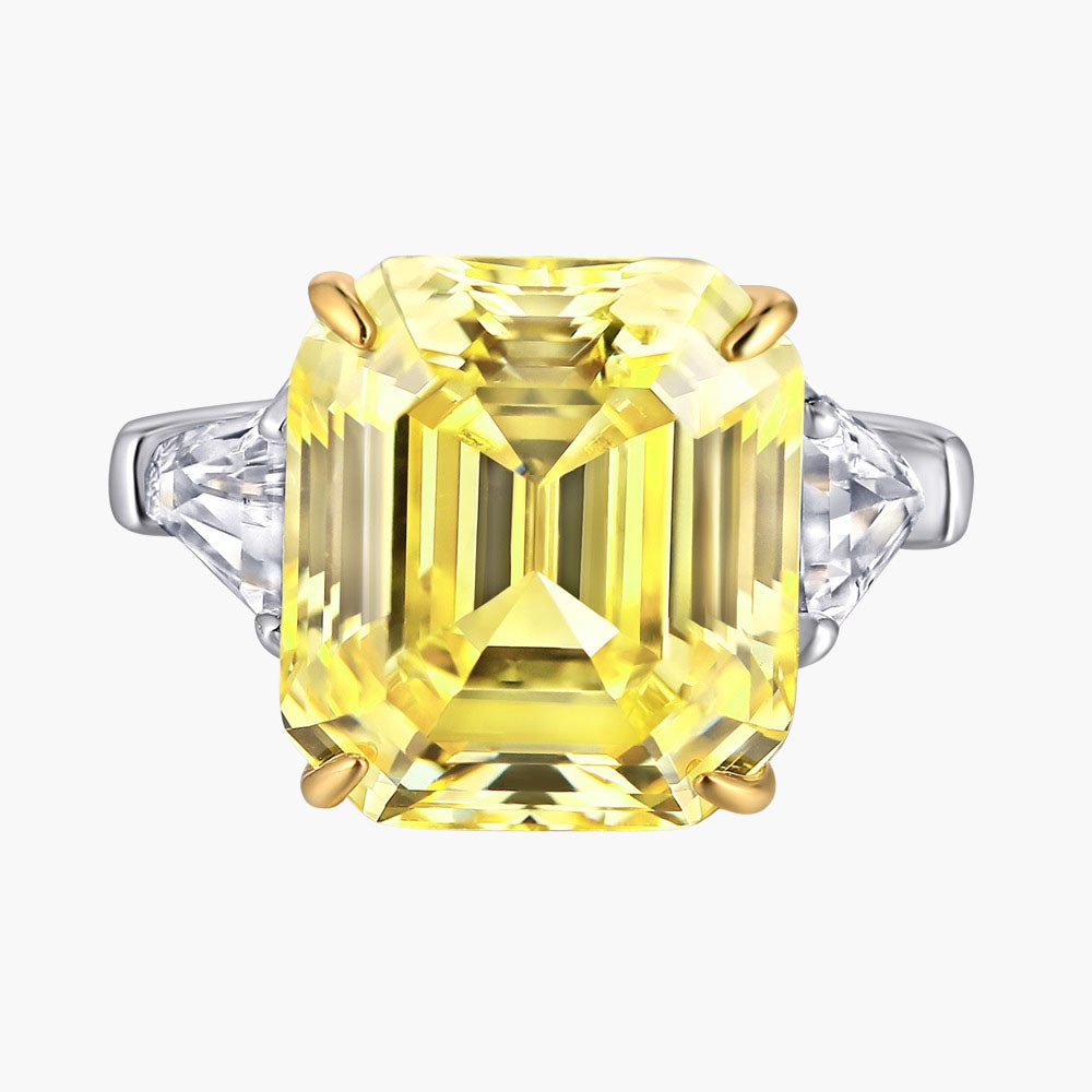 S925 Pure Silver Light Gold Rectangular Simple Ring