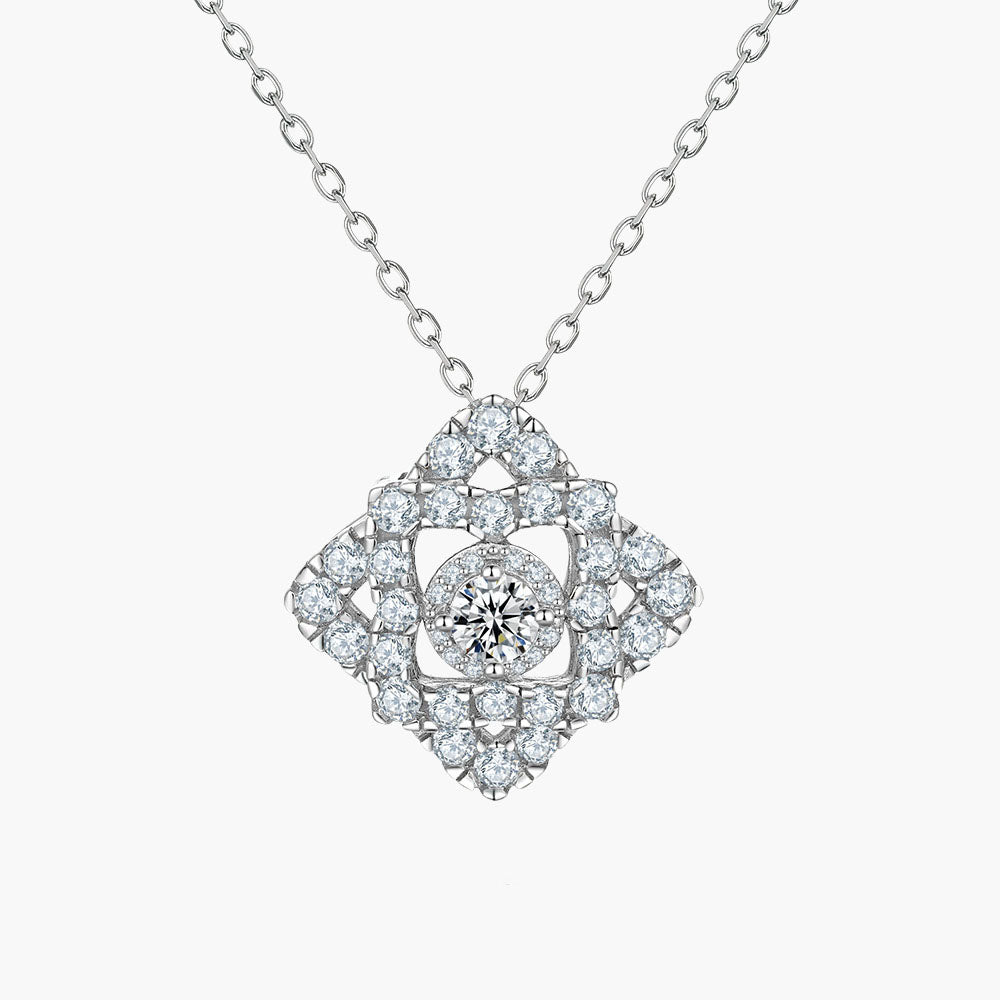 S925 Sterling Silver Light Luxury Rhombus Pendant Clavicle Chain Necklace