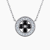 S925 Pure Silver Round Four-leaf Clover Pendant Clavicle Chain Necklace