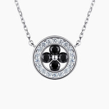 S925 Pure Silver Round Four-leaf Clover Pendant Clavicle Chain Necklace