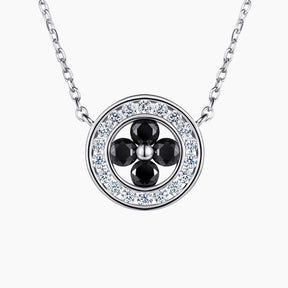 S925 Pure Silver Round Four-leaf Clover Pendant Clavicle Chain Necklace