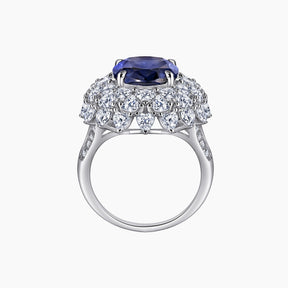 S925 Sterling Silver Micro-Paved Simple Sapphire Fashion Ring
